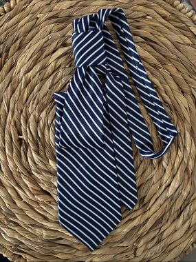 Source Unknown Navy and White Diagonal Stripe Men's Tie